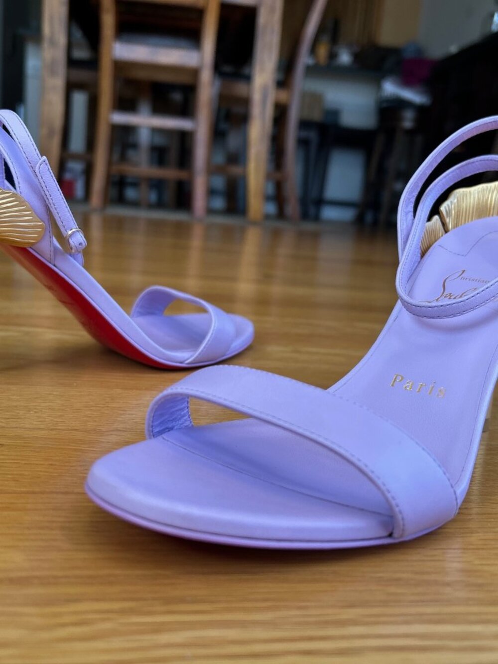 CHRISTIAN LOUBOUTIN Purple Ginko Girl 85 Leather Sandal SZ 8.5 IT 38.5 Excellent View 2